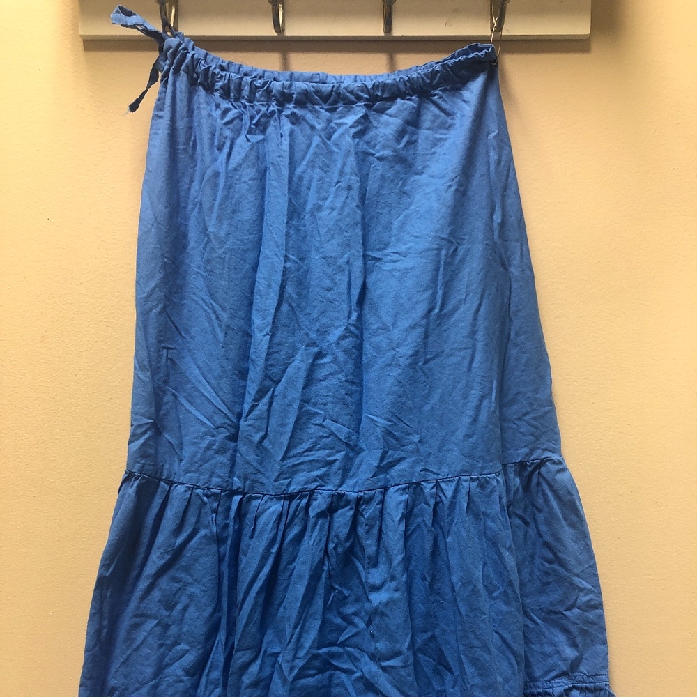 Blue Cotton drawstring long skirt M